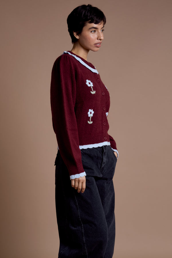 Neon Rose Raye Floral Detail Cardigan