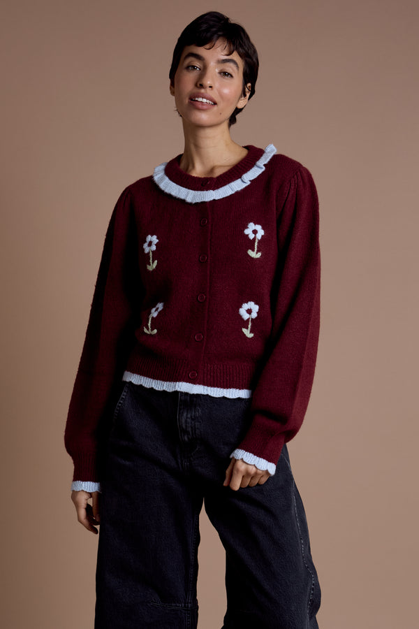 neon rose Raye Floral Detail Cardigan