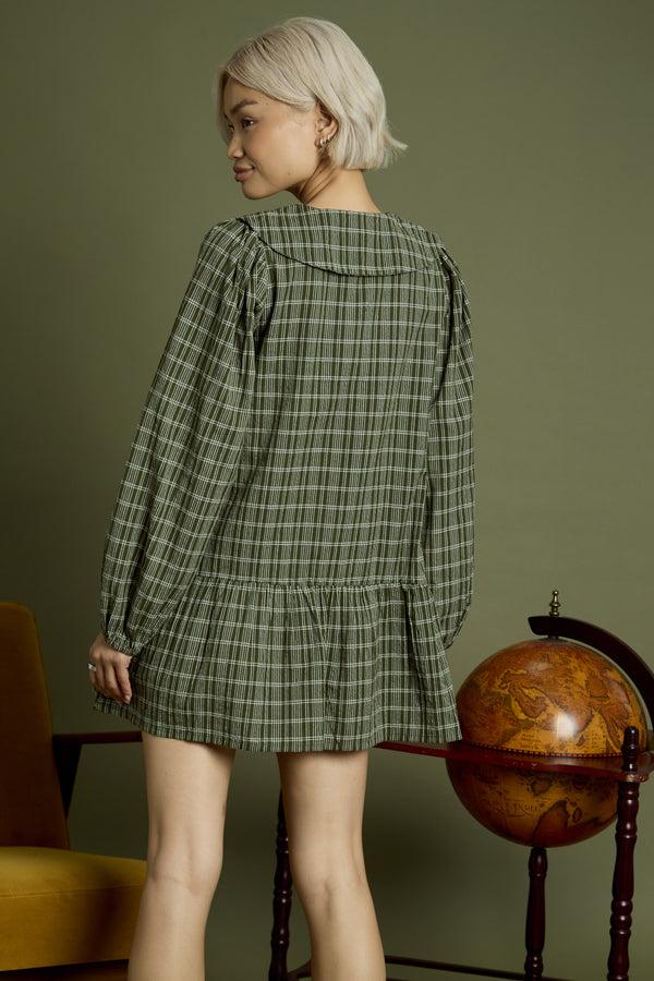 Neon Rose Rhea Bow Detail Check Mini Smock Dress
