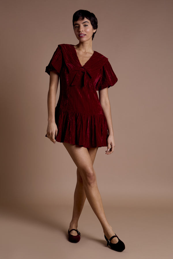Neon Rose Sabrina Velvet Mini Dress