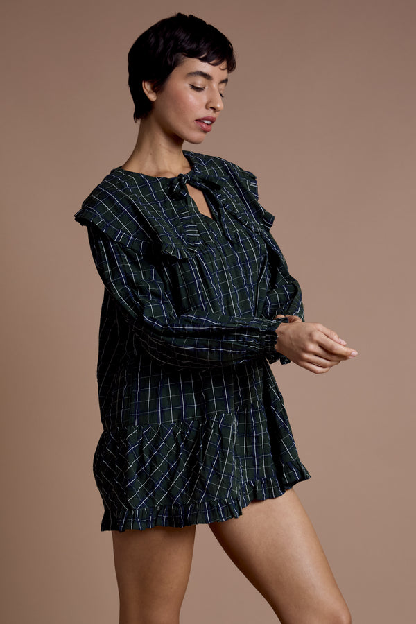 Neon Rose Tessa Oversized Collar Check Dress