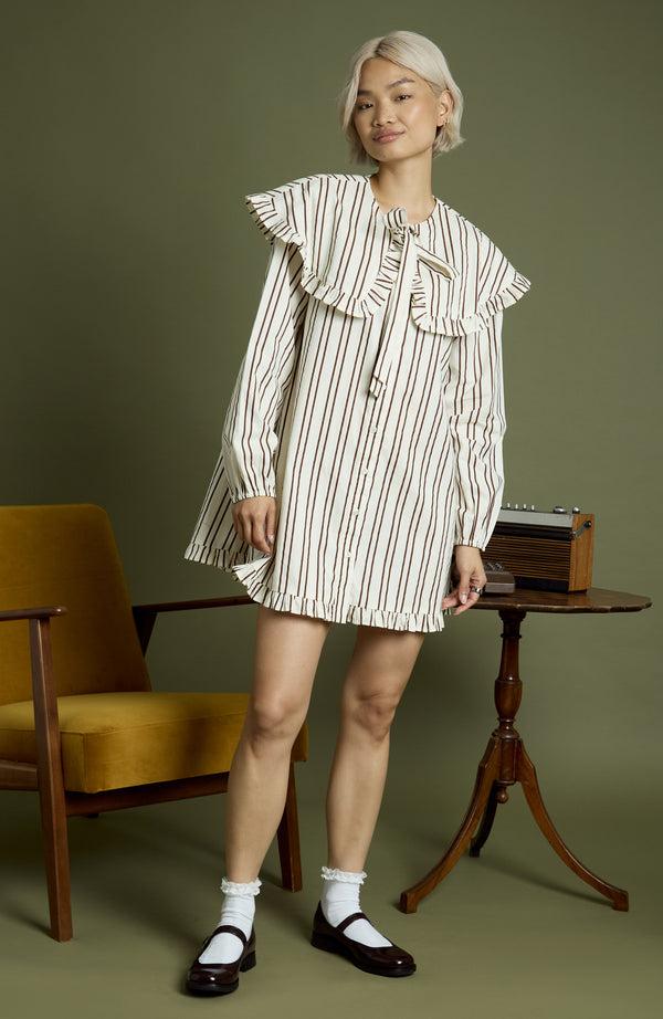 Neon Rose Rebecca Oversized Collar Mini Smock Dress