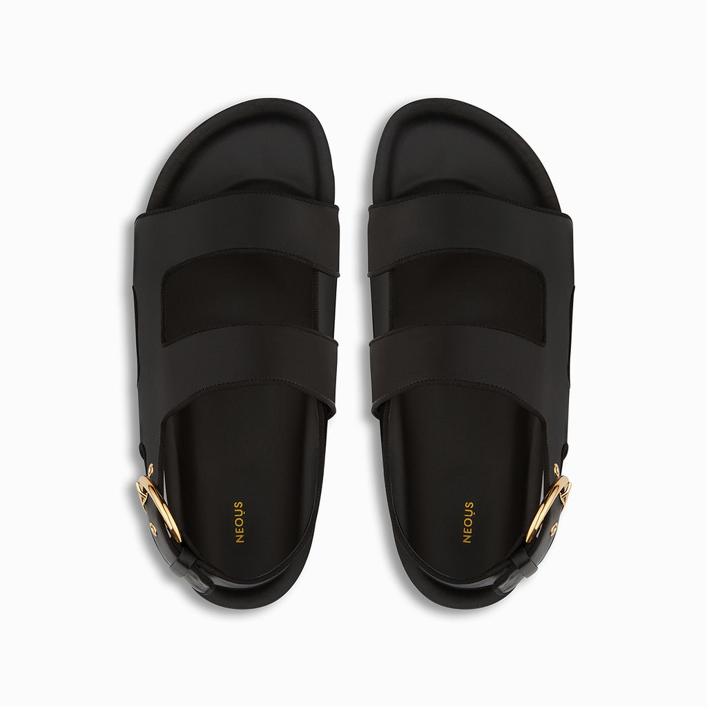 Neous Black Cher Platform Women's Leather Sandals Black