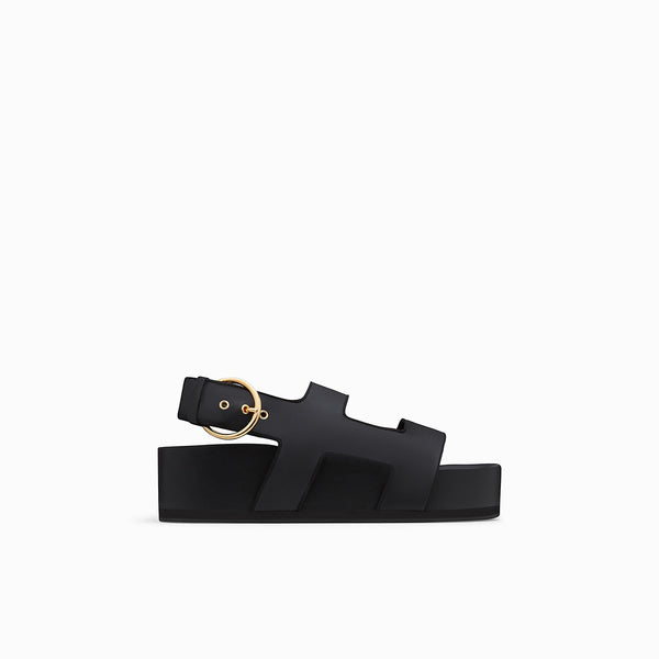 neous Black Cher Platform Women's Leather Sandals Black