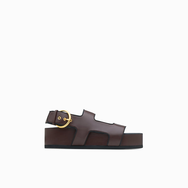 neous Dark Chocolate Cher Platform Women's Leather Sandals Dark Chocolate