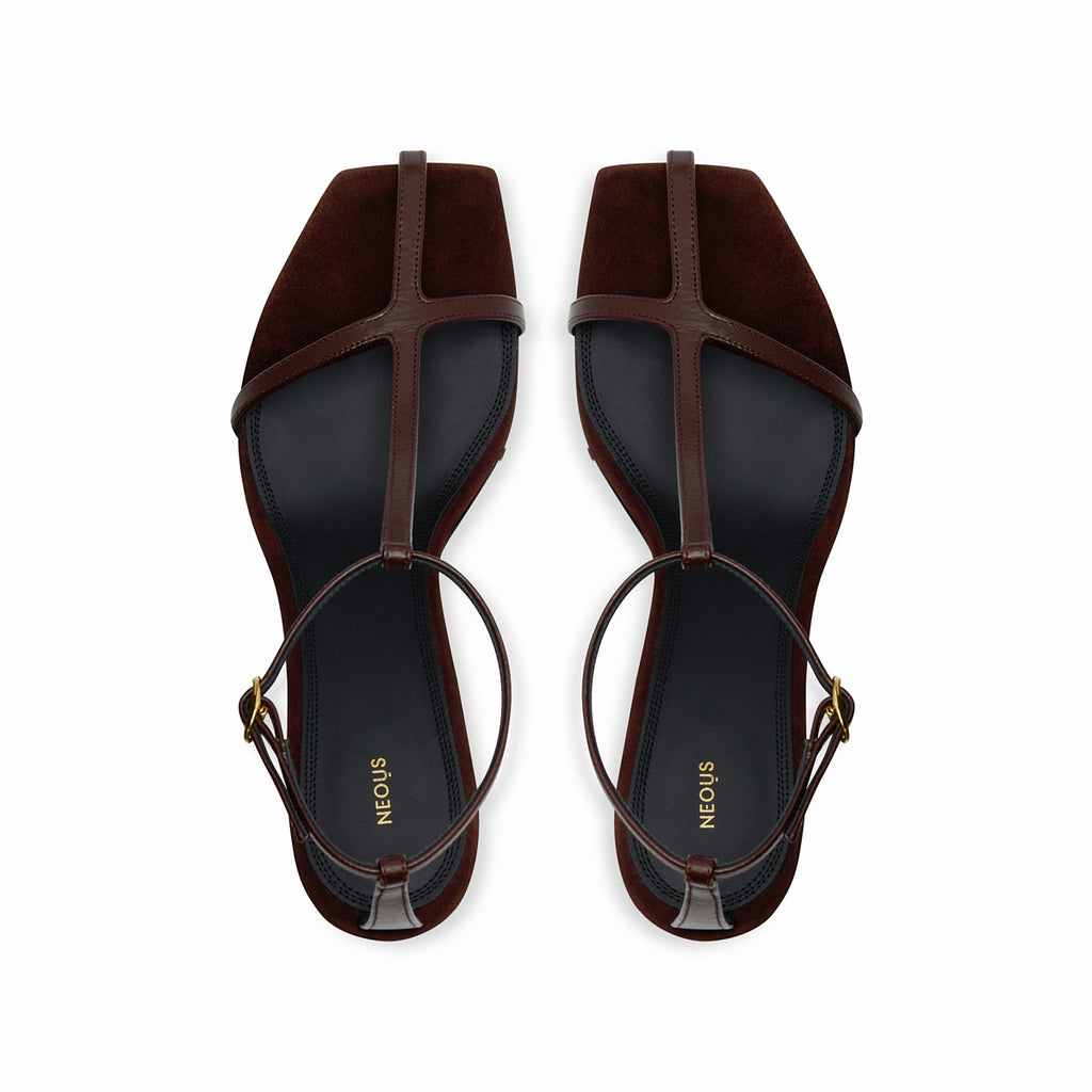Neous Dark Chocolate Jumel Women's Leather T-Bar Sandals Dark Chocolate