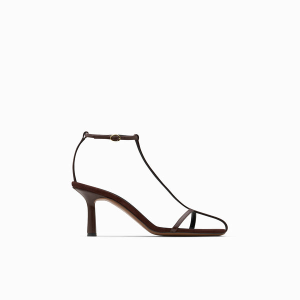 neous Dark Chocolate Jumel Women's Leather T-Bar Sandals Dark Chocolate