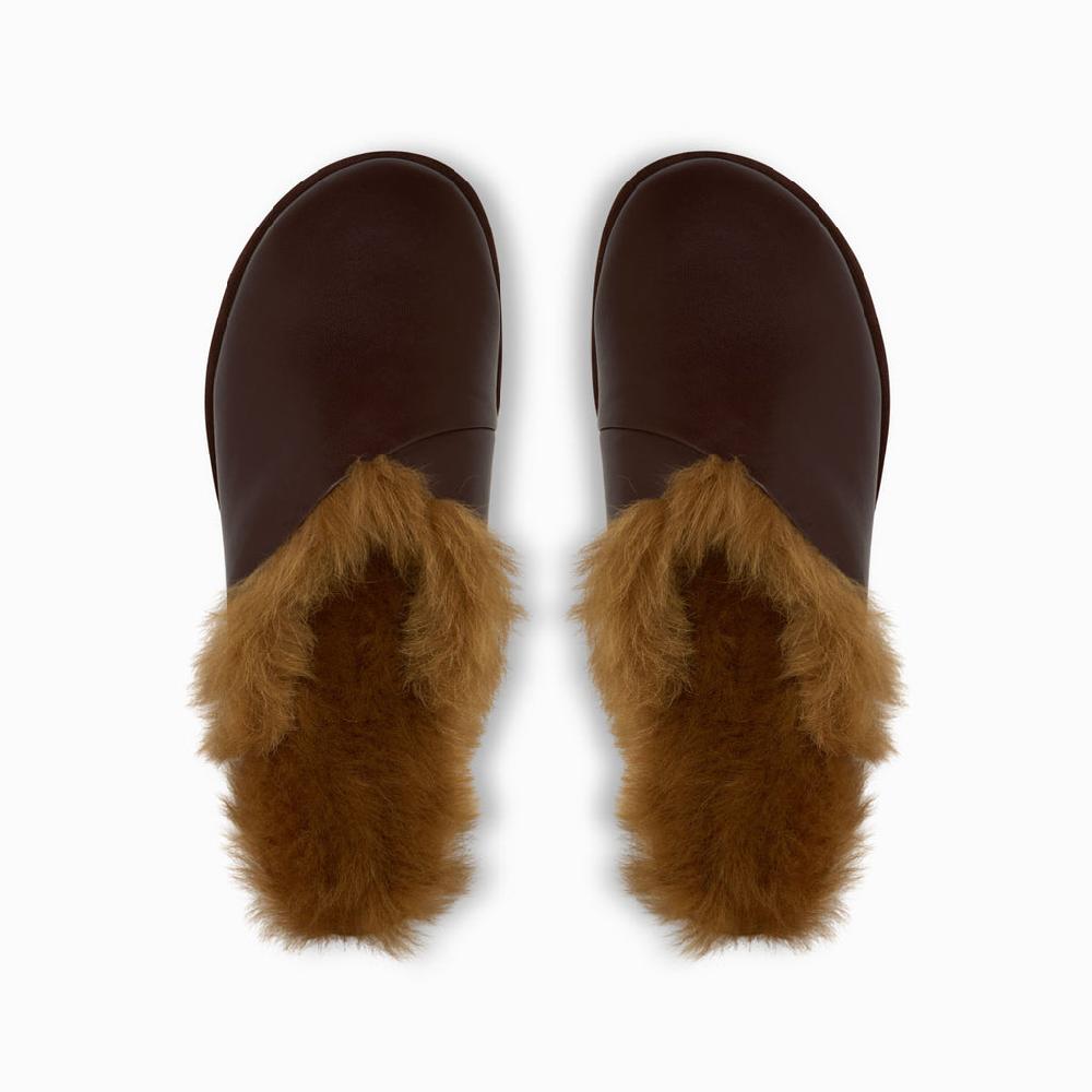 Neous ATIK SHEARLING Leather Mules DARK CHOCOLATE