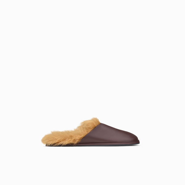 neous ATIK SHEARLING Leather Mules DARK CHOCOLATE
