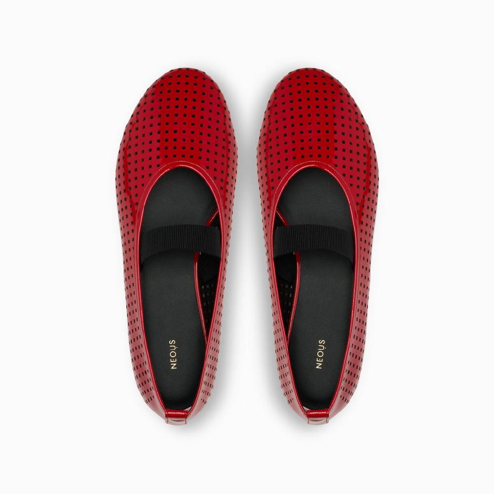 Neous HOMAM Flat Womens Pumps RED/ BLACK
