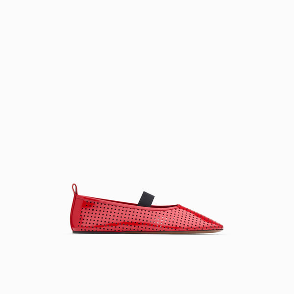 neous HOMAM Flat Womens Pumps RED/ BLACK