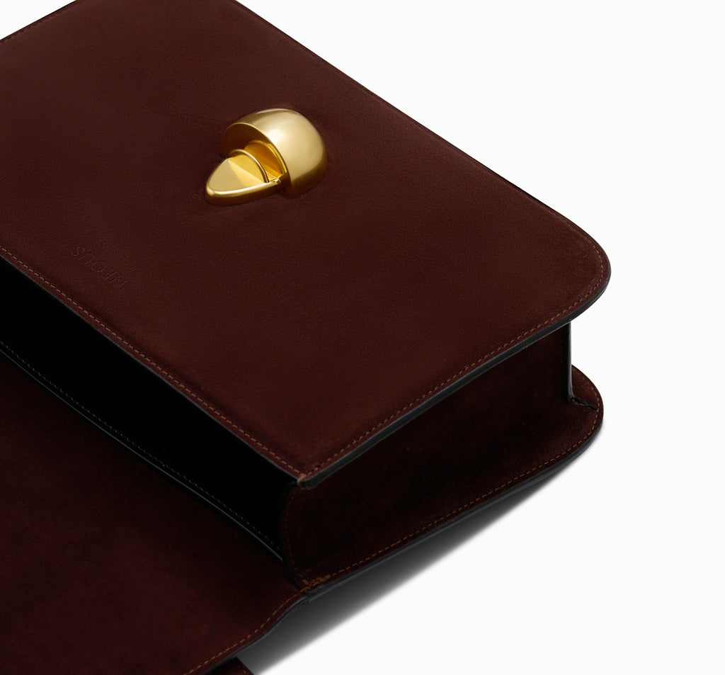 Neous Phoenix Calf Leather Suede Crossbody Bag | NEOUS Bags Dark Chocolate