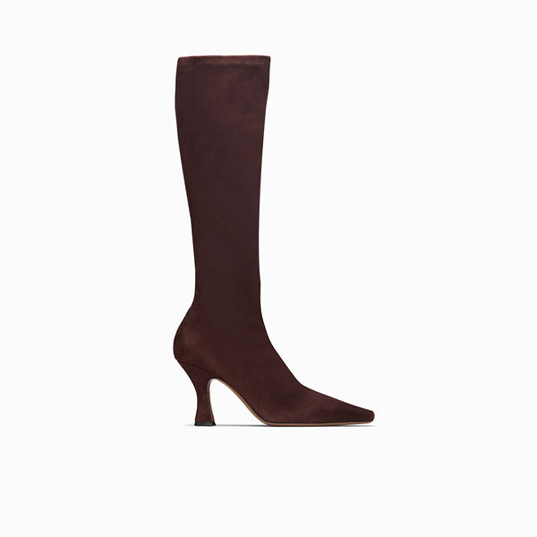 neous RAN UNDERKNEE Stretch Suede Boot DARK CHOCOLATE
