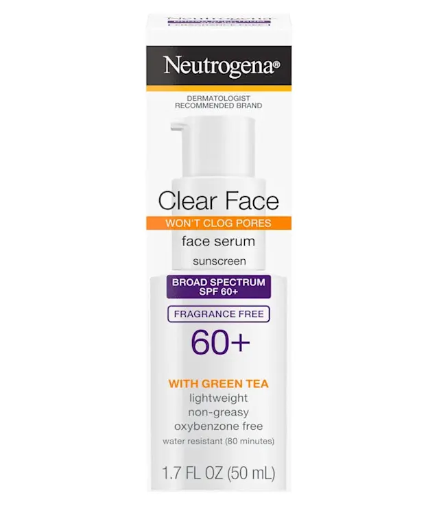 neutrogena Clear Face Serum Sunscreen SPF 60+ with Green Tea