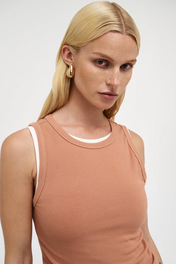 Neuw AM Ribbed Singlet - Terracotta