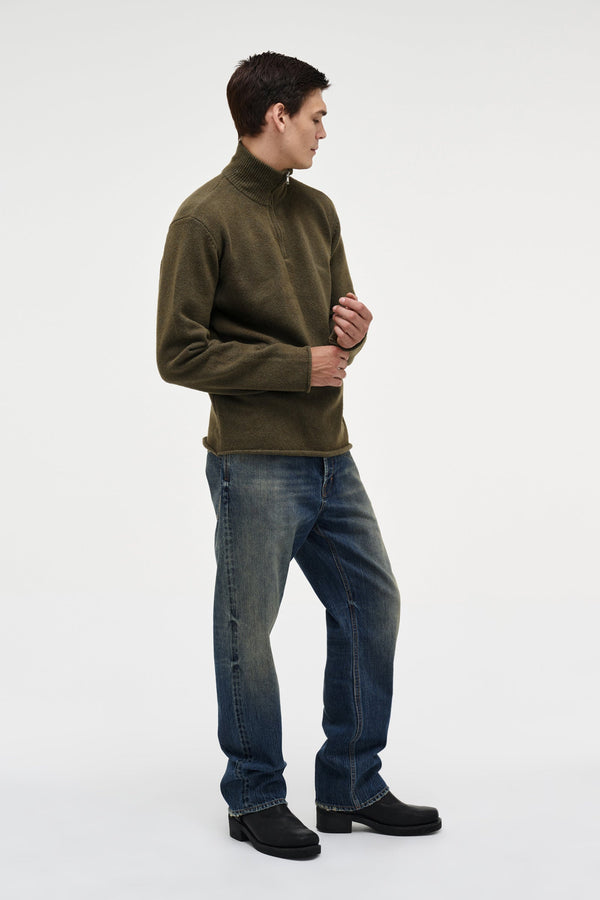 Neuw Brushed 3/4 Zip Knit - Military