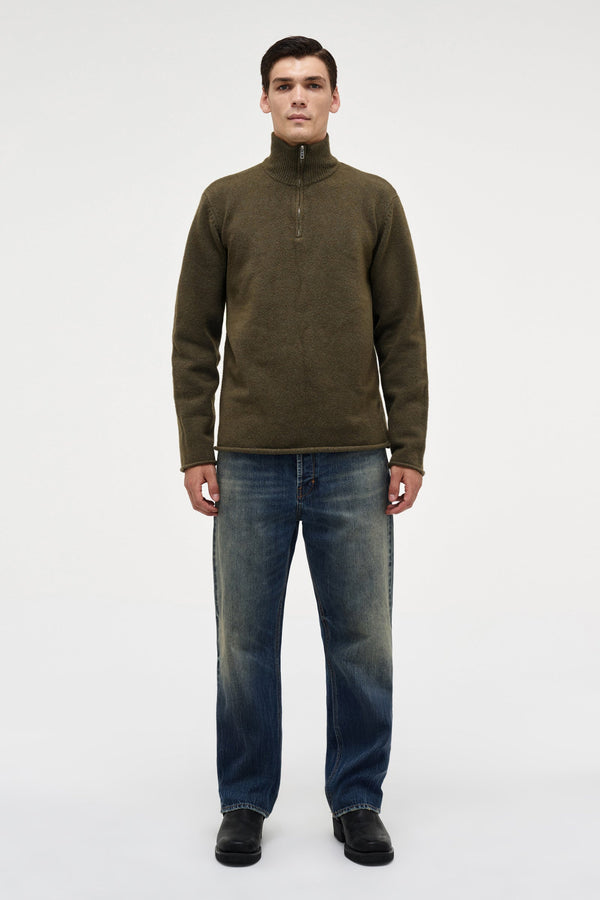 neuw Brushed 3/4 Zip Knit - Military