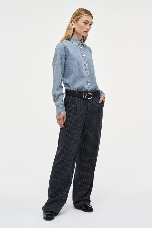 Neuw Coco Relaxed Pinstripe Pant - Charcoal