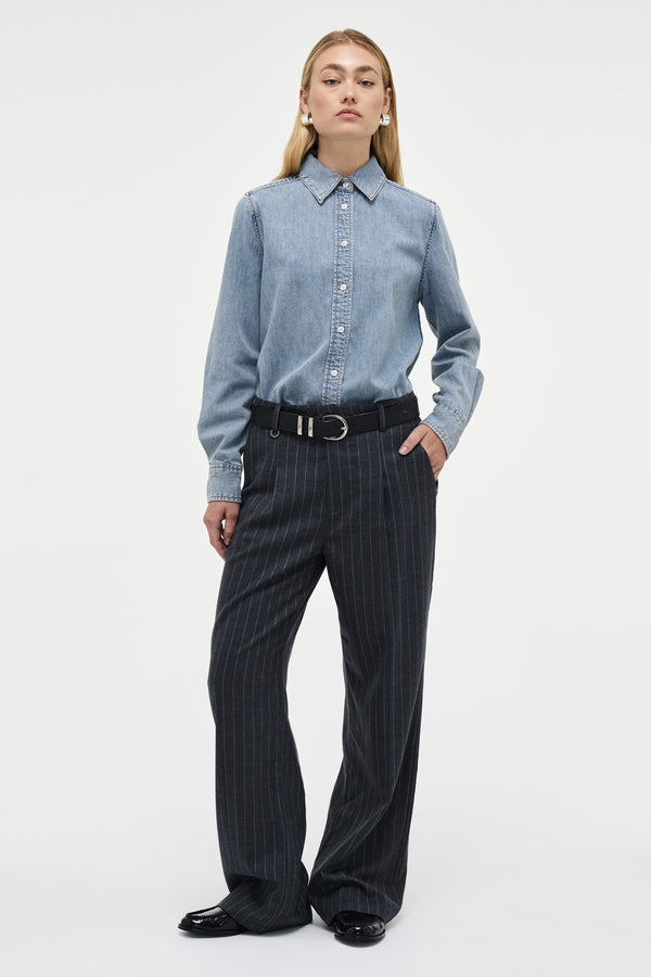 Neuw Coco Relaxed Pinstripe Pant - Charcoal