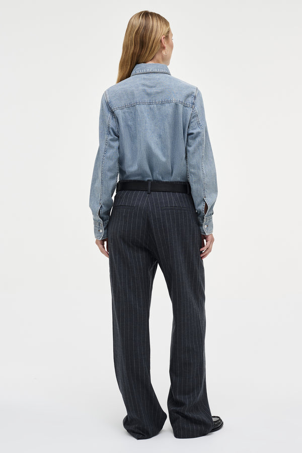 Neuw Coco Relaxed Pinstripe Pant - Charcoal