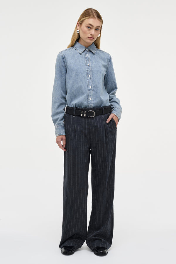 neuw Coco Relaxed Pinstripe Pant - Charcoal