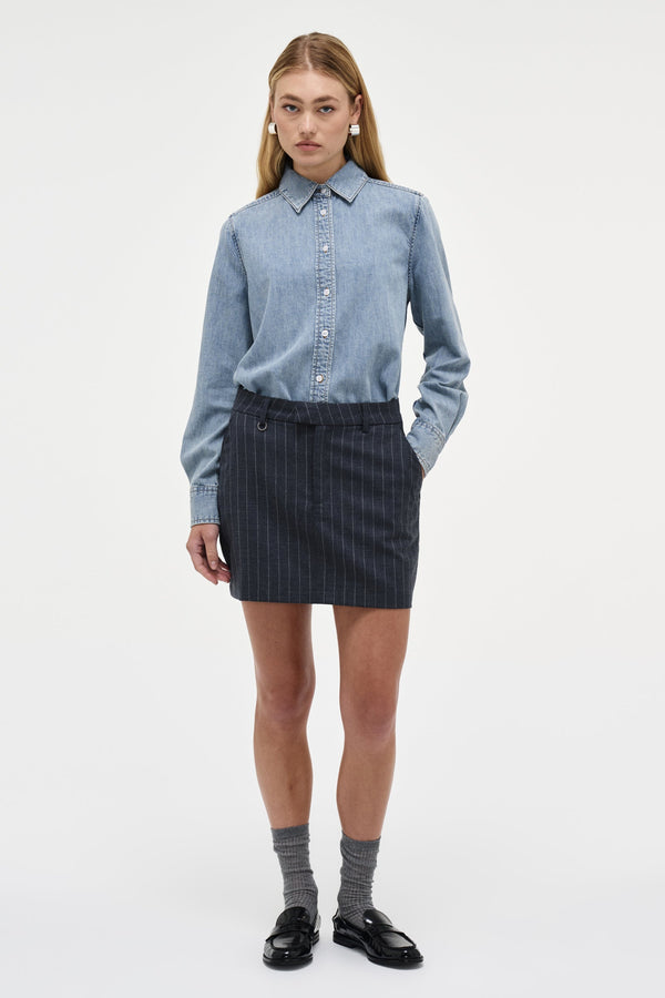 neuw Daria Skirt Pinstripe - Charcoal