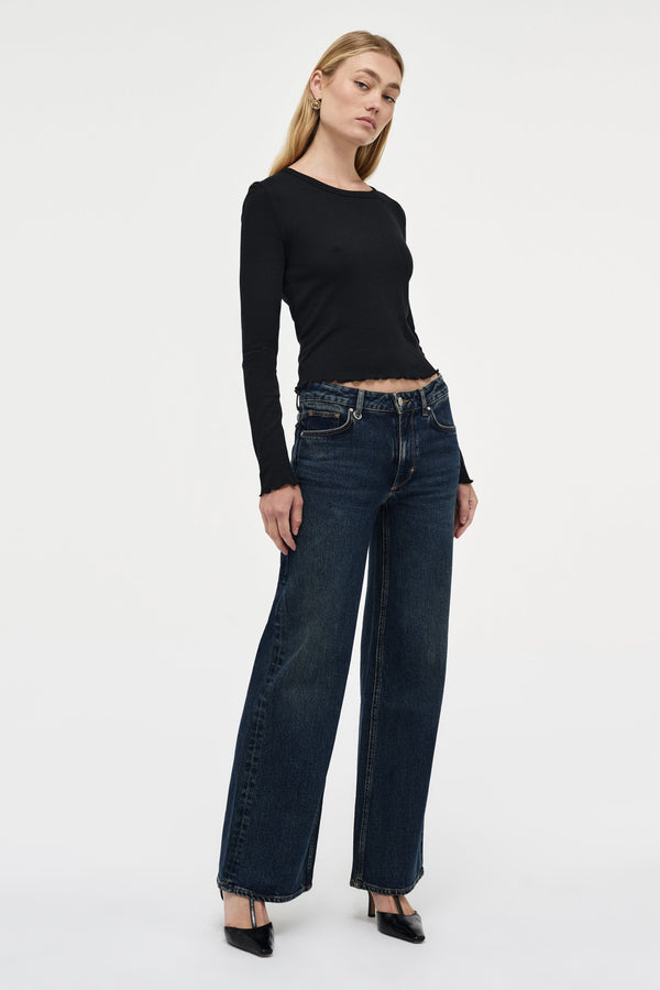 Neuw Fine Rib Long Sleeve Tee - Black