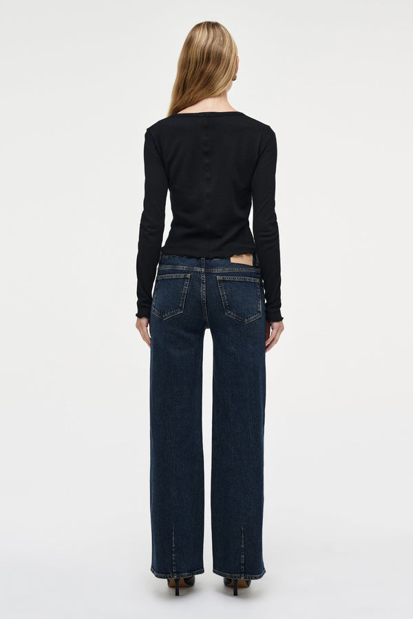 Neuw Fine Rib Long Sleeve Tee - Black