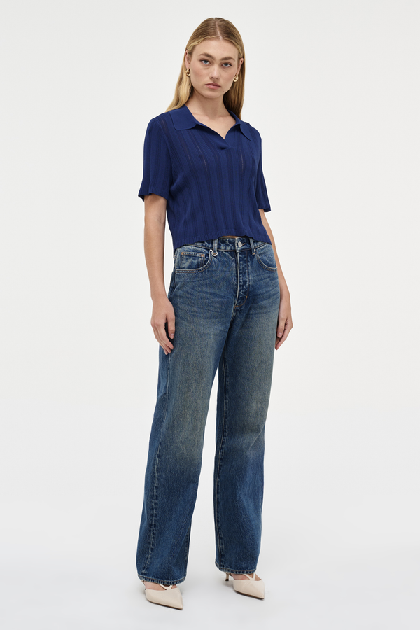 Neuw Opal Knit Polo - Blue