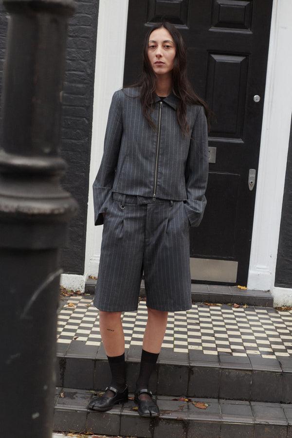 Neuw Pinstripe Jort - Charcoal