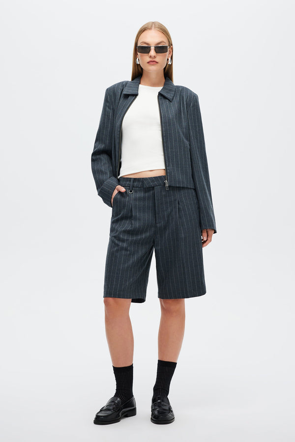 neuw Pinstripe Jort - Charcoal