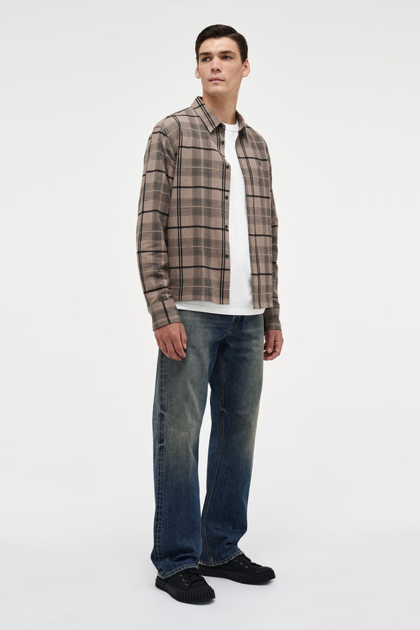 Neuw Regular Fit Linen Plaid Shirt - Clay