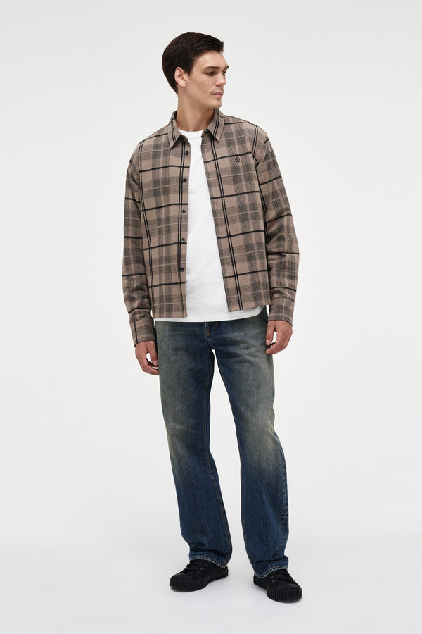 Neuw Regular Fit Linen Plaid Shirt - Clay