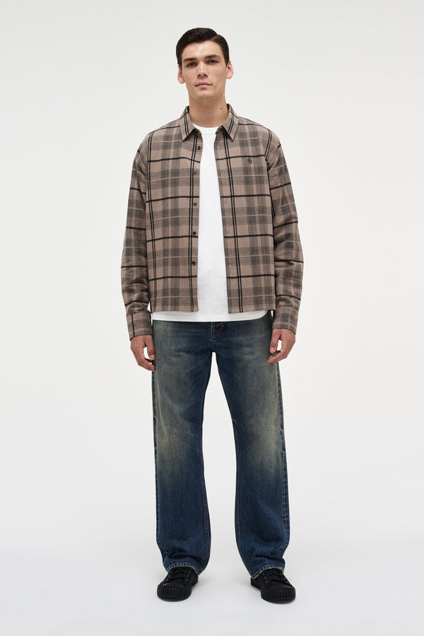 neuw Regular Fit Linen Plaid Shirt - Clay