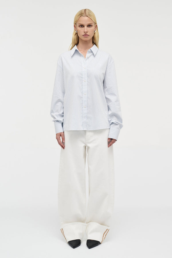 Neuw Regular Fit Stripe Shirt - Oxford Blue