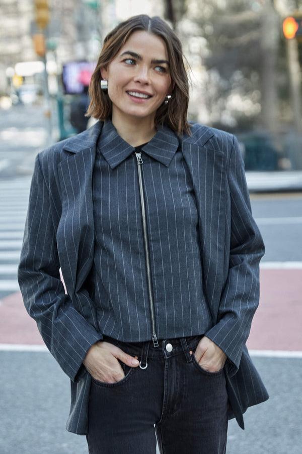 Neuw Tribeca Blazer Pinstripe - Charcoal