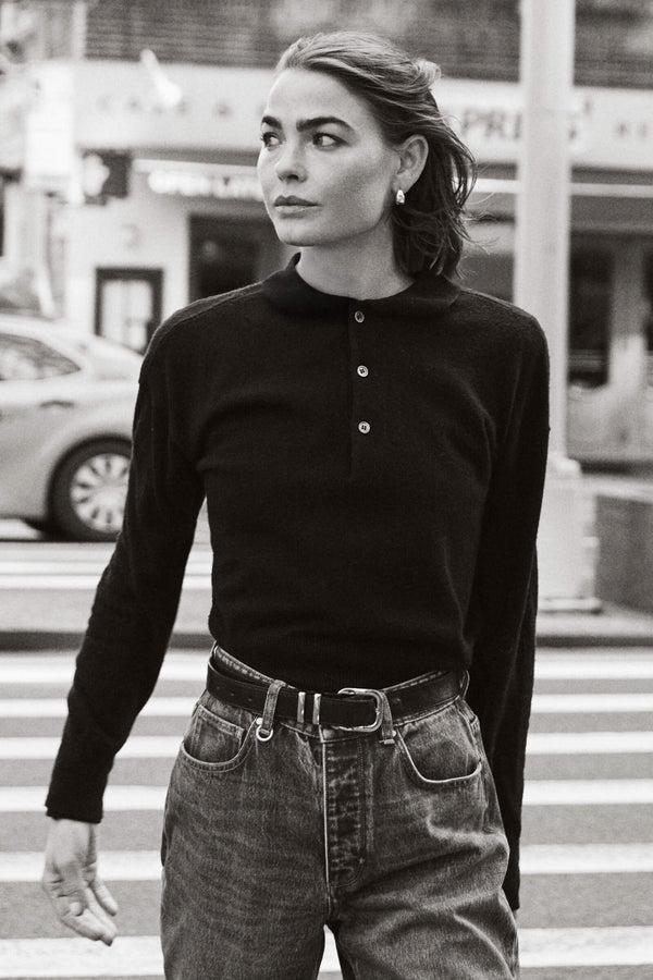 Neuw Wool Blend Knit Polo - Black