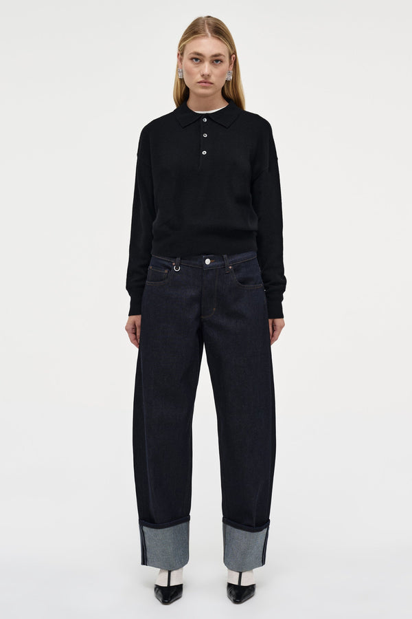 neuw Wool Blend Knit Polo - Black