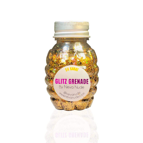 neva nude 24 Karat Cosmetic Glitter Glitz Grenade Keychain in Aloe Gel