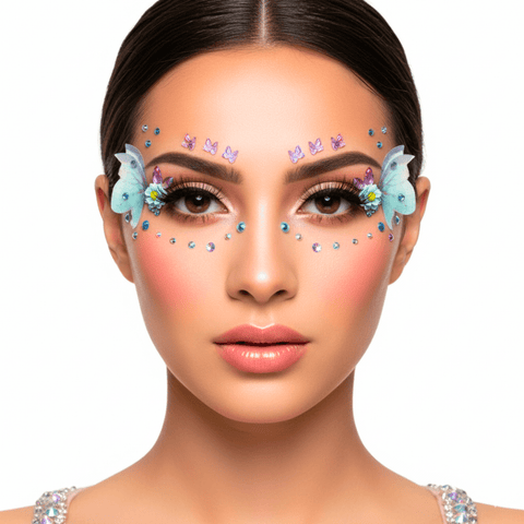 neva Nude 3D Butterfly Fairy Dots Crystal Face Stickers