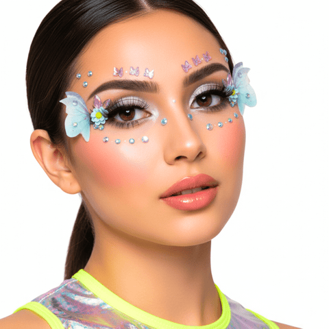 neva Nude 3D Butterfly Fairy Dots Crystal Face Stickers