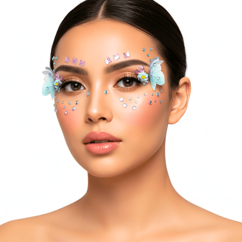 neva Nude 3D Butterfly Fairy Dots Crystal Face Stickers