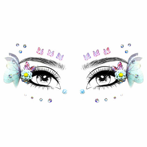 neva nude 3D Butterfly Fairy Dots Crystal Face Stickers