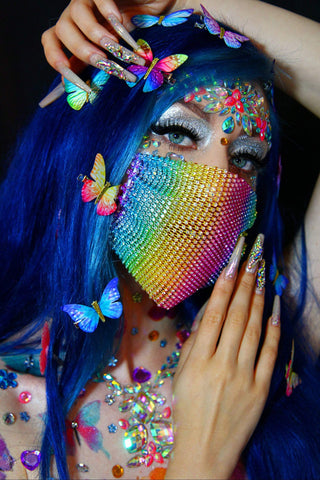 Neva Nude Avatar Pink & Blue Tiara Crystal Face Jewels