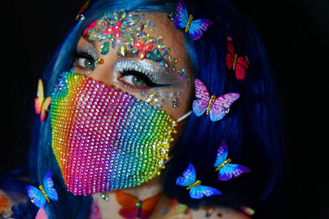 Neva Nude Avatar Pink & Blue Tiara Crystal Face Jewels
