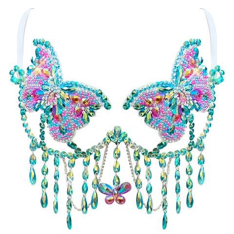 neva nude Beautiful Butterfly Crystal Jewel Carnival Bra