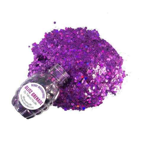 Neva Nude Berry Mischievous Cosmetic Glitter Glitz Grenade Keychain In Aloe Gel