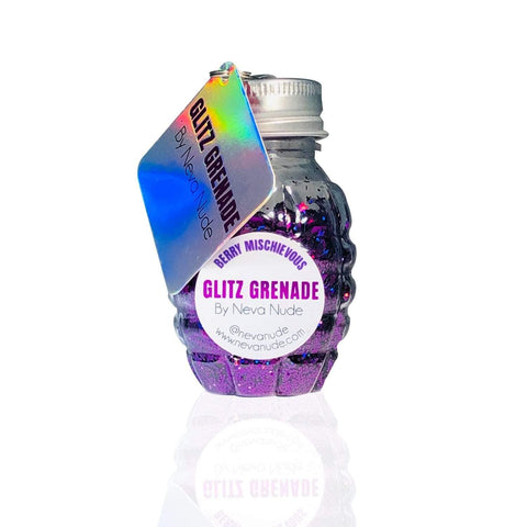 neva nude Berry Mischievous Cosmetic Glitter Glitz Grenade Keychain in Aloe Gel