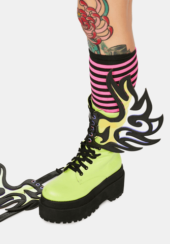 Neva Nude Blazen Iridescent Flame Original Wingz Pair For Calf Or Boot