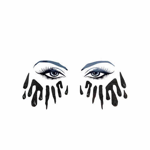 neva nude Bloody Awesome Black Glitter Tears Face Sticker